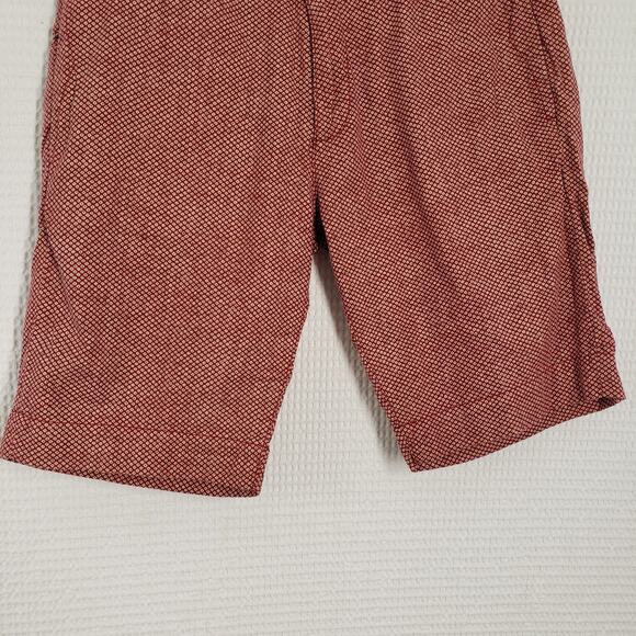 Garbstore Chino Shorts Mens 32 Red Pattern 10" Luxury Cotton Summer Japan London - Picture 14 of 16